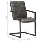 Freischwinger 2 Stk. Grau Echtleder