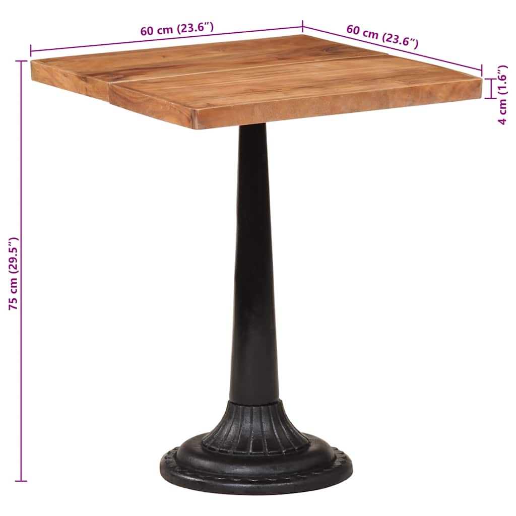 Bistrotisch 60x60x76 cm Akazie Massivholz