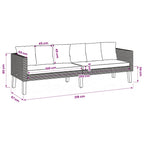 3-Sitzer-Gartensofa mit Auflagen Poly Rattan Schwarz