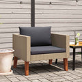 1-Sitzer-Gartensofa mit Auflagen Poly Rattan Beige