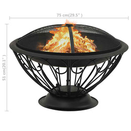 Feuerstelle mit Schürhaken 75 cm XXL Stahl