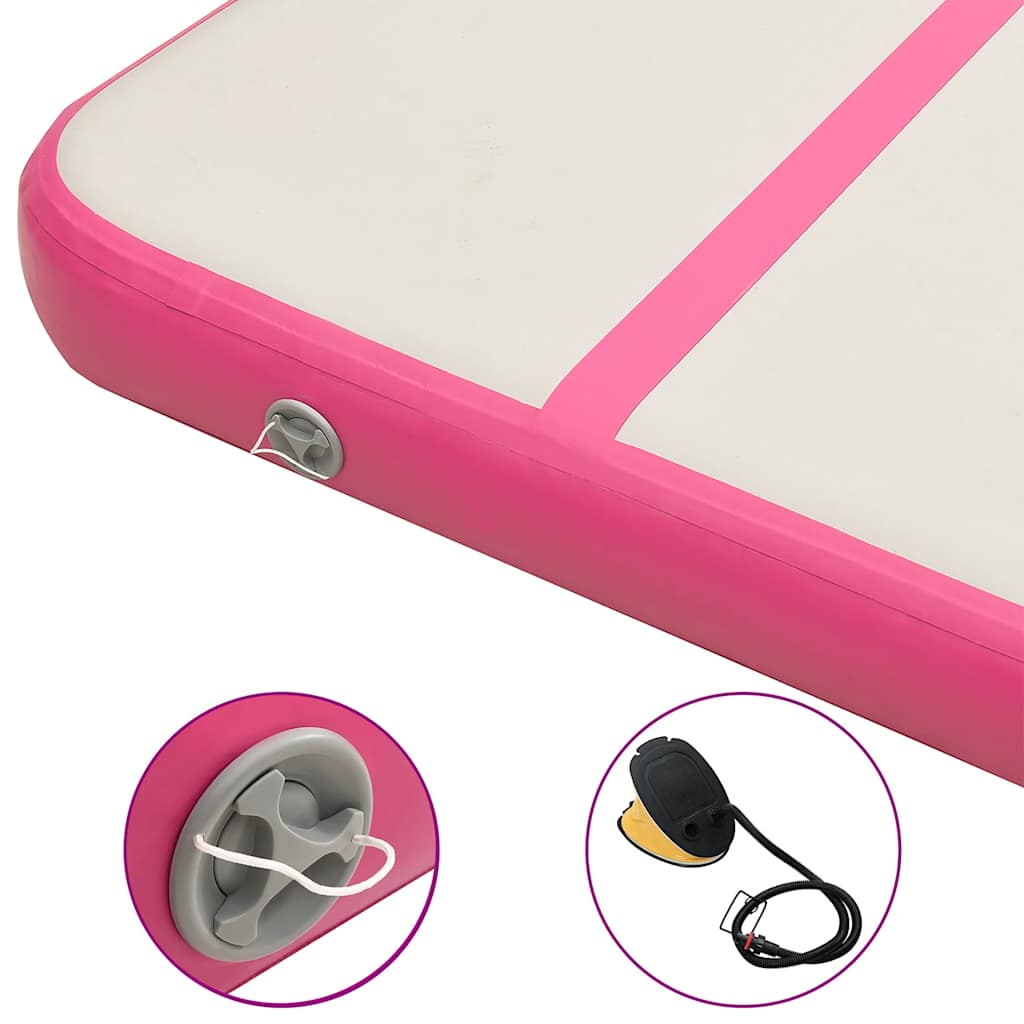 Aufblasbare Gymnastikmatte mit Pumpe 600x100x15 cm PVC Rosa