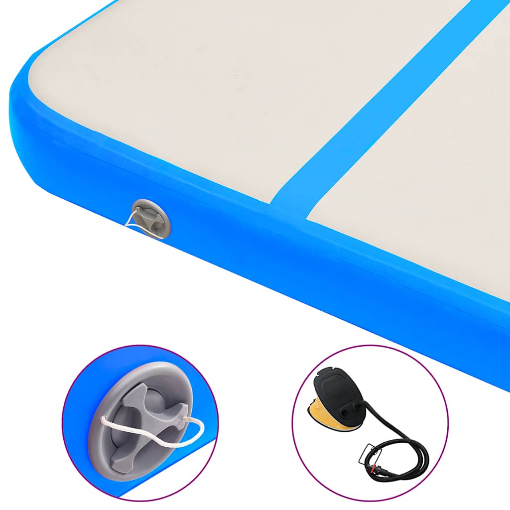 Aufblasbare Gymnastikmatte mit Pumpe 400x100x20 cm PVC Blau