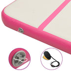 Aufblasbare Gymnastikmatte mit Pumpe 600x100x20 cm PVC Rosa