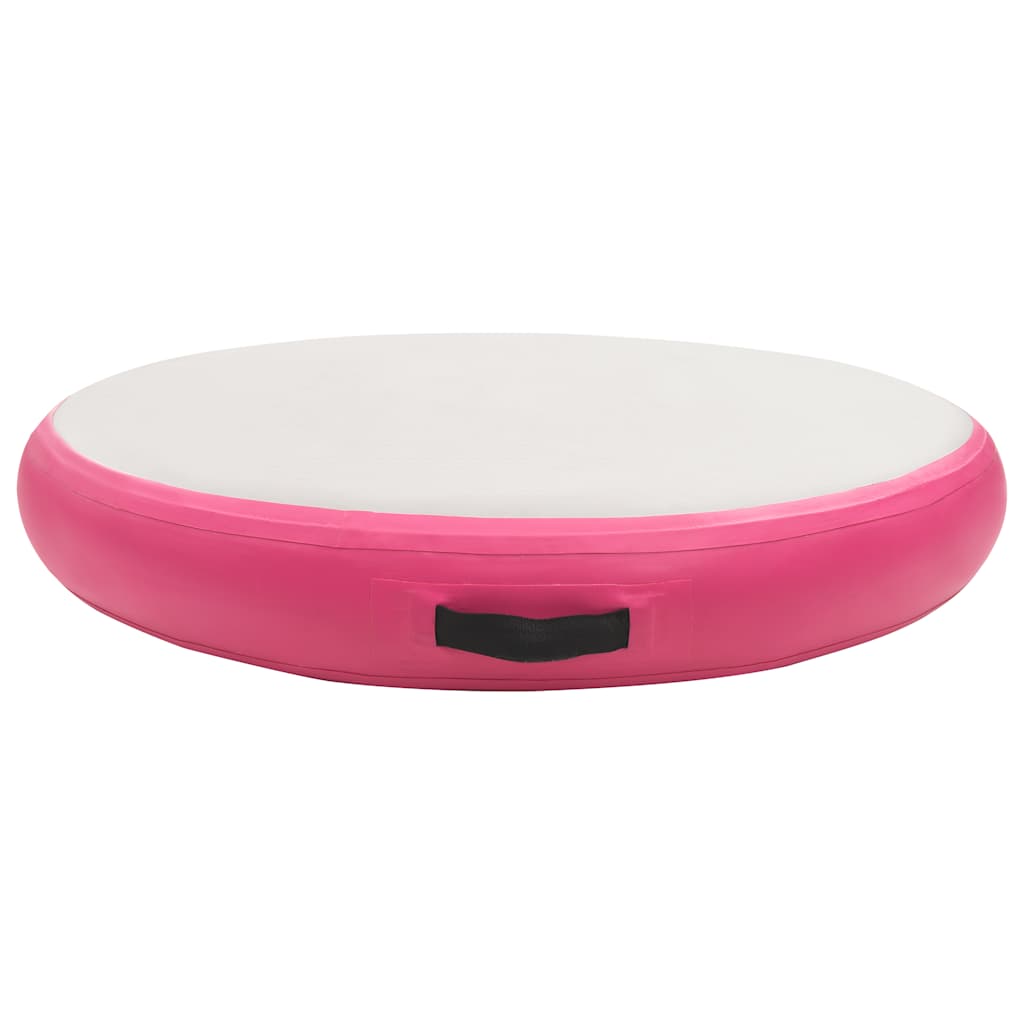 Aufblasbare Gymnastikmatte mit Pumpe 100x100x20 cm PVC Rosa