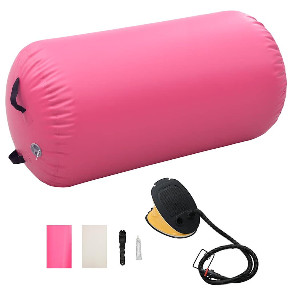 Aufblasbare Gymnastik-Rolle mit Pumpe 120x90 cm PVC Rosa