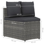 2-tlg. Garten-Sofagarnitur mit Auflagen Poly Rattan Grau