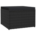 Outdoor-Fußhocker mit Kissen Schwarz Polyrattan