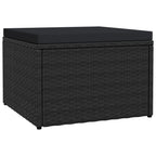 Outdoor-Fußhocker mit Kissen Schwarz Polyrattan
