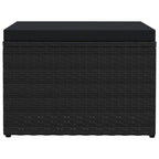 Outdoor-Fußhocker mit Kissen Schwarz Polyrattan