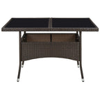 Garten-Esstisch Braun Poly Rattan und Glas