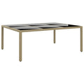 Gartentisch 200x150x75 cm Hartglas und Poly Rattan Beige