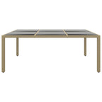 Gartentisch 200x150x75 cm Hartglas und Poly Rattan Beige