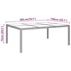 Gartentisch 200x150x75 cm Hartglas und Poly Rattan Beige