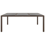 Gartentisch mit Glasplatte Braun 200x150x75 cm Rattan