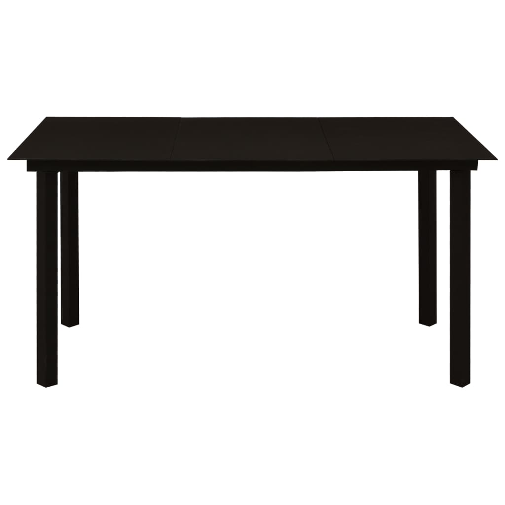 Garten-Esstisch Schwarz 150x80x74 cm Stahl und Glas