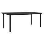 Garten-Esstisch Schwarz 190x90x74 cm Stahl und Glas