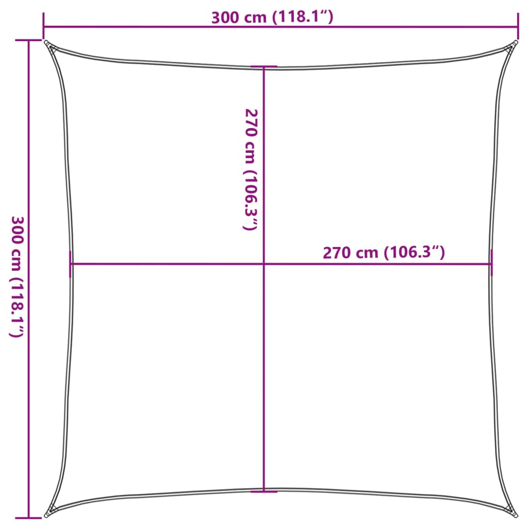 Sonnensegel 160 g/m² Anthrazit 3x3 m HDPE