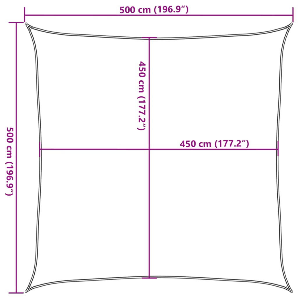 Sonnensegel 160 g/m² Anthrazit 5x5 m HDPE