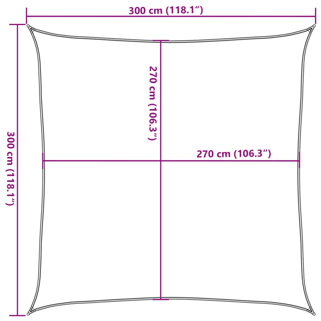 Sonnensegel 160 g/m² Creme 3x3 m HDPE