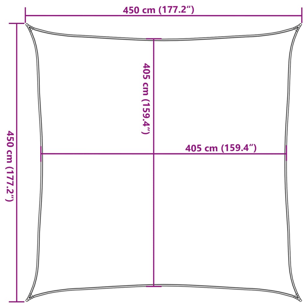 Sonnensegel 160 g/m² Creme 4,5x4,5 m HDPE