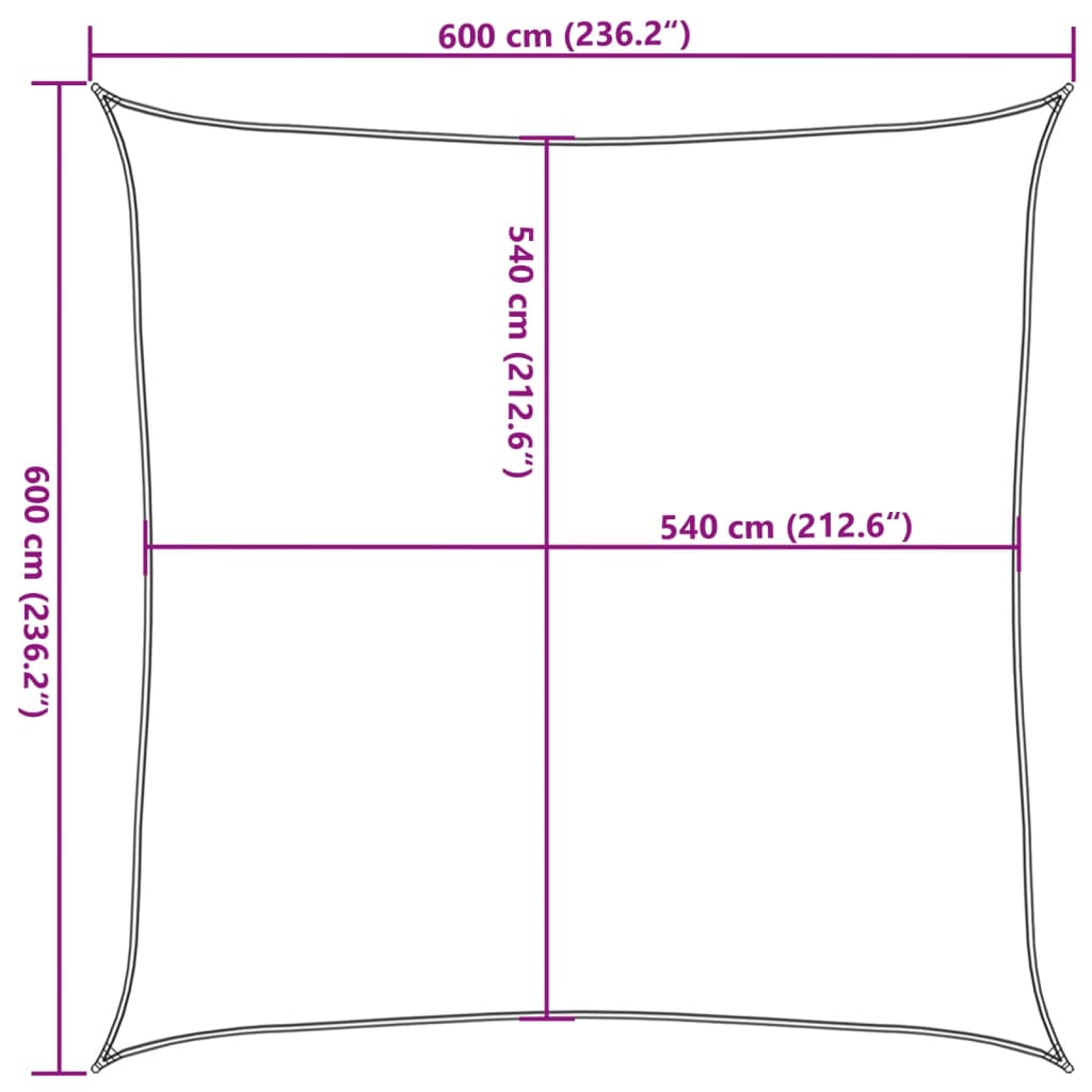 Sonnensegel 160 g/m² Weiß 6x6 m HDPE