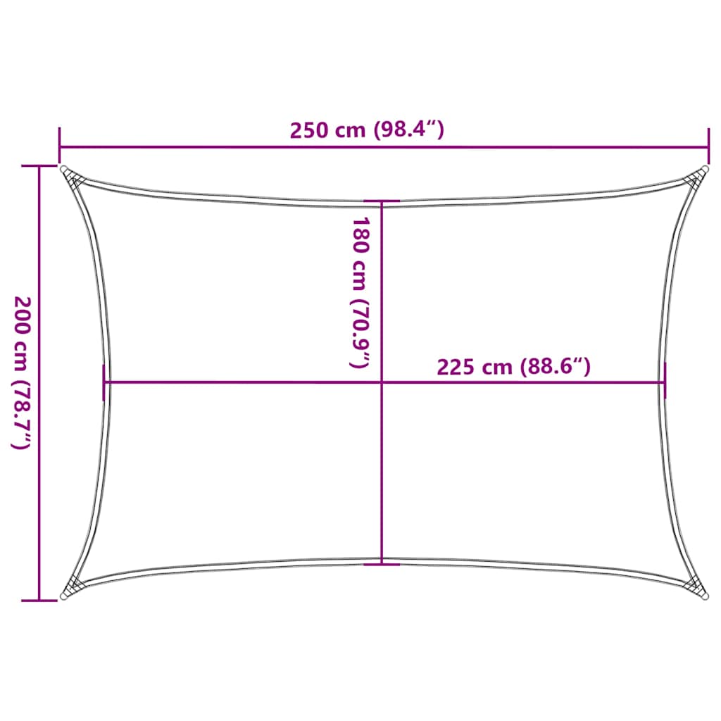 Sonnensegel 160 g/m² Weiß 2x2,5 m HDPE