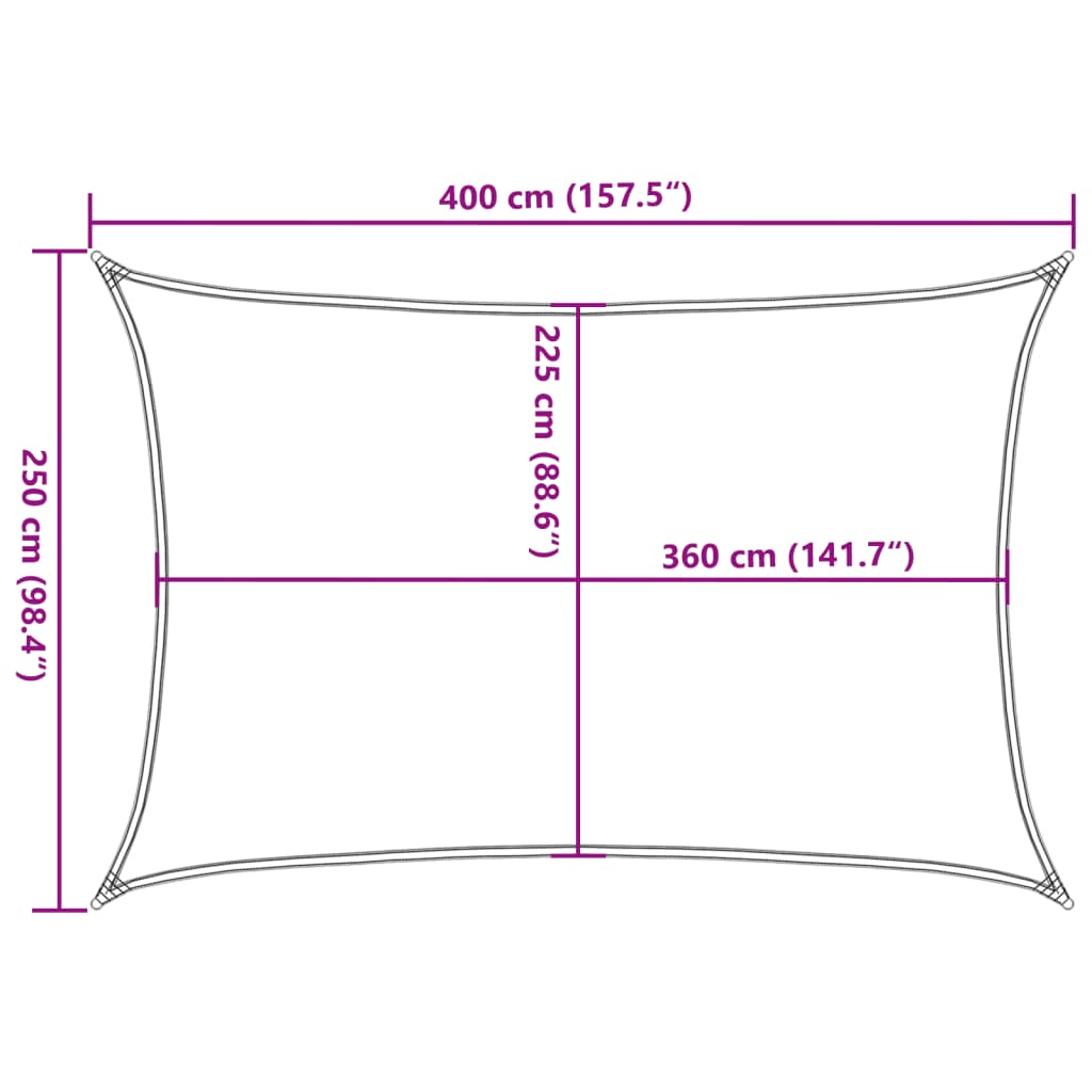 Sonnensegel 160 g/m² Weiß 2,5x4 m HDPE