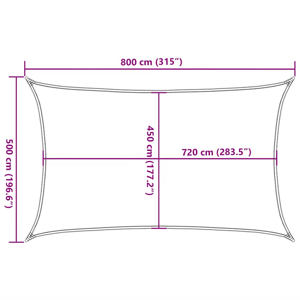 Sonnensegel 160 g/m² Taupe 5x8 m HDPE