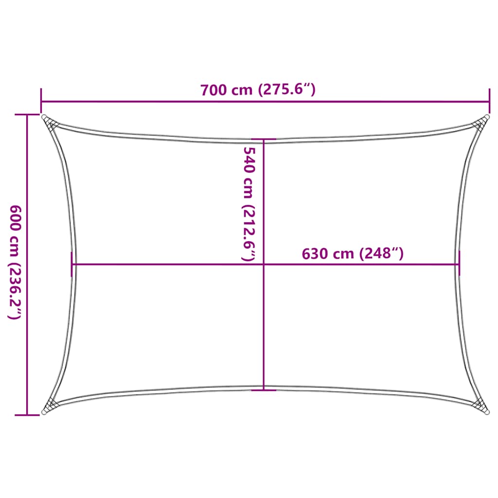Sonnensegel 160 g/m² Taupe 6x7 m HDPE
