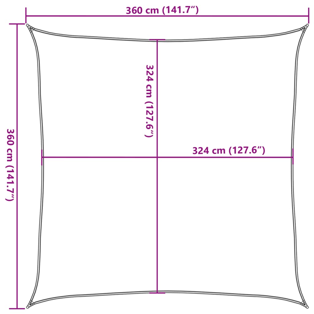 Sonnensegel 160 g/m² Dunkelgrün 3,6x3,6 m HDPE