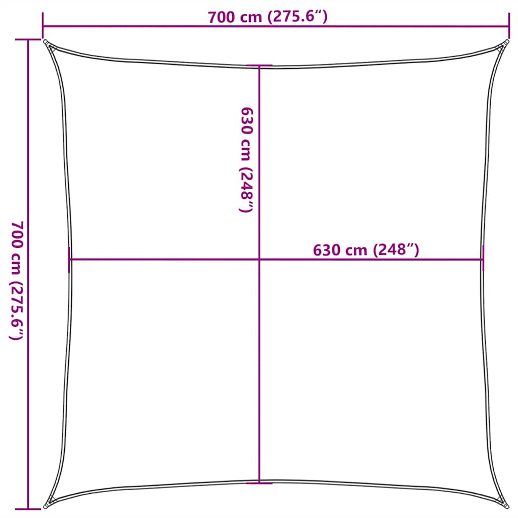 Sonnensegel 160 g/m² Rot 7x7 m HDPE