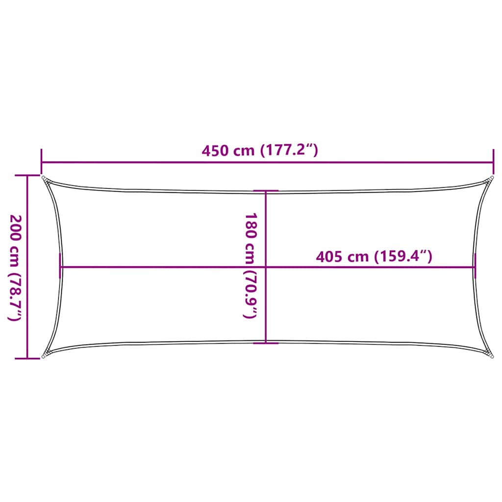 Sonnensegel 160 g/m² Rot 2x4,5 m HDPE