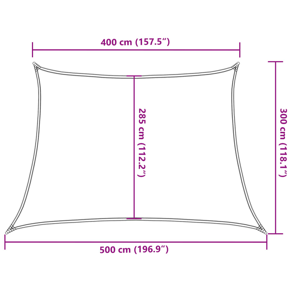 Sonnensegel 160 g/m² Schwarz 4/5x3 m HDPE