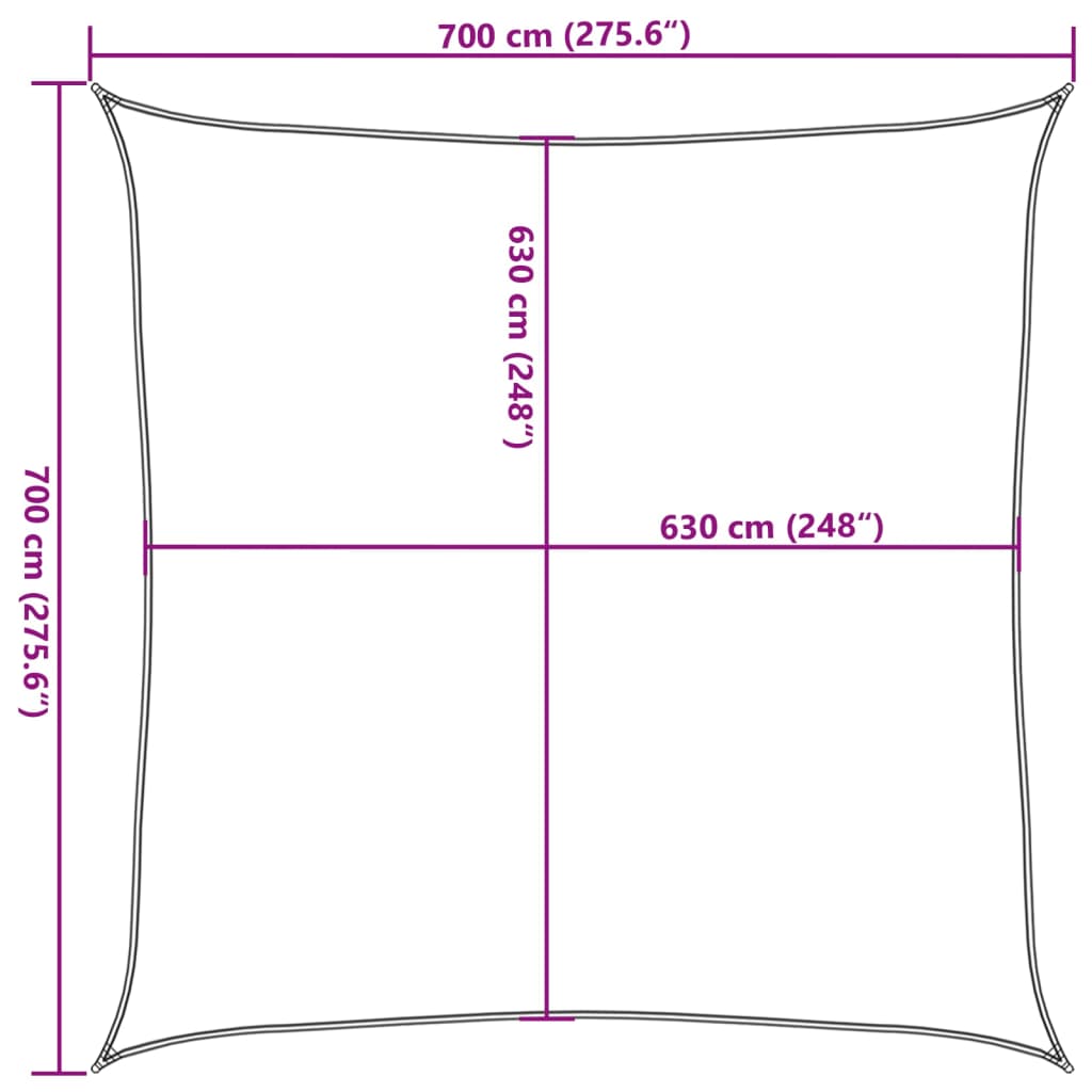 Sonnensegel 160 g/m² Braun 7x7 m HDPE
