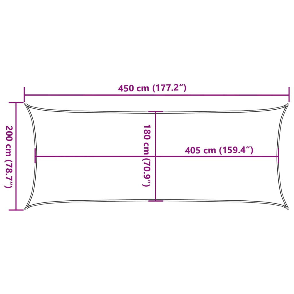 Sonnensegel 160 g/m² Braun 2x4,5 m HDPE
