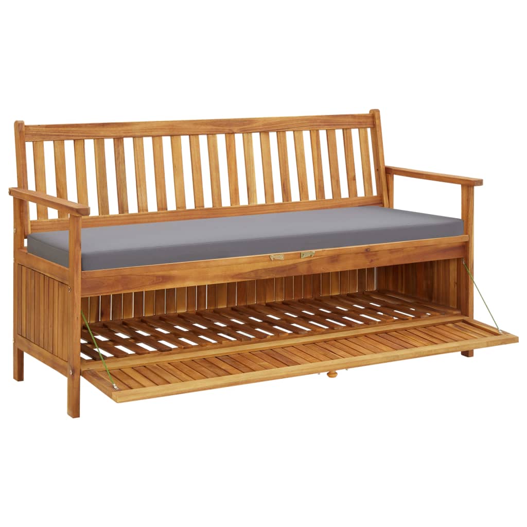 Gartenbank mit Stauraum und Auflage 148 cm Massivholz Akazie