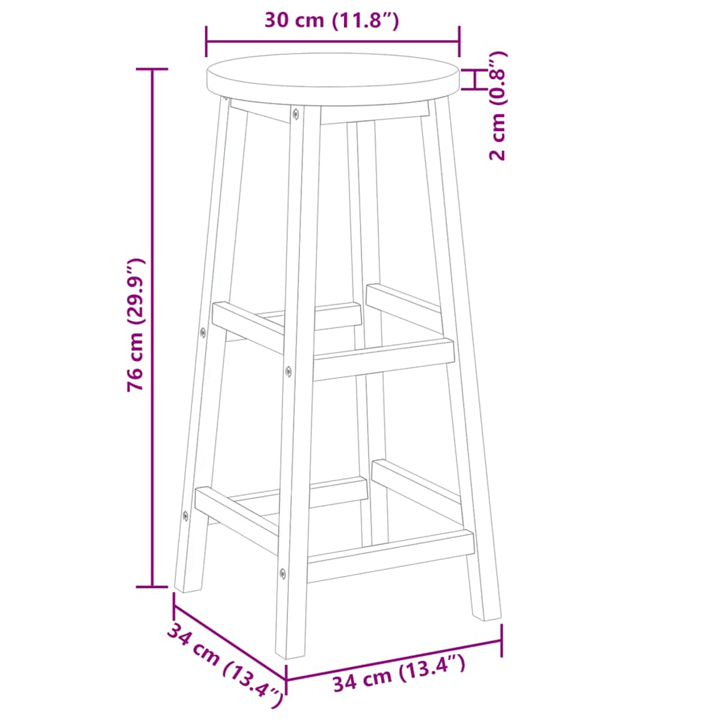 Barhocker 6 Stk. Massivholz Akazie