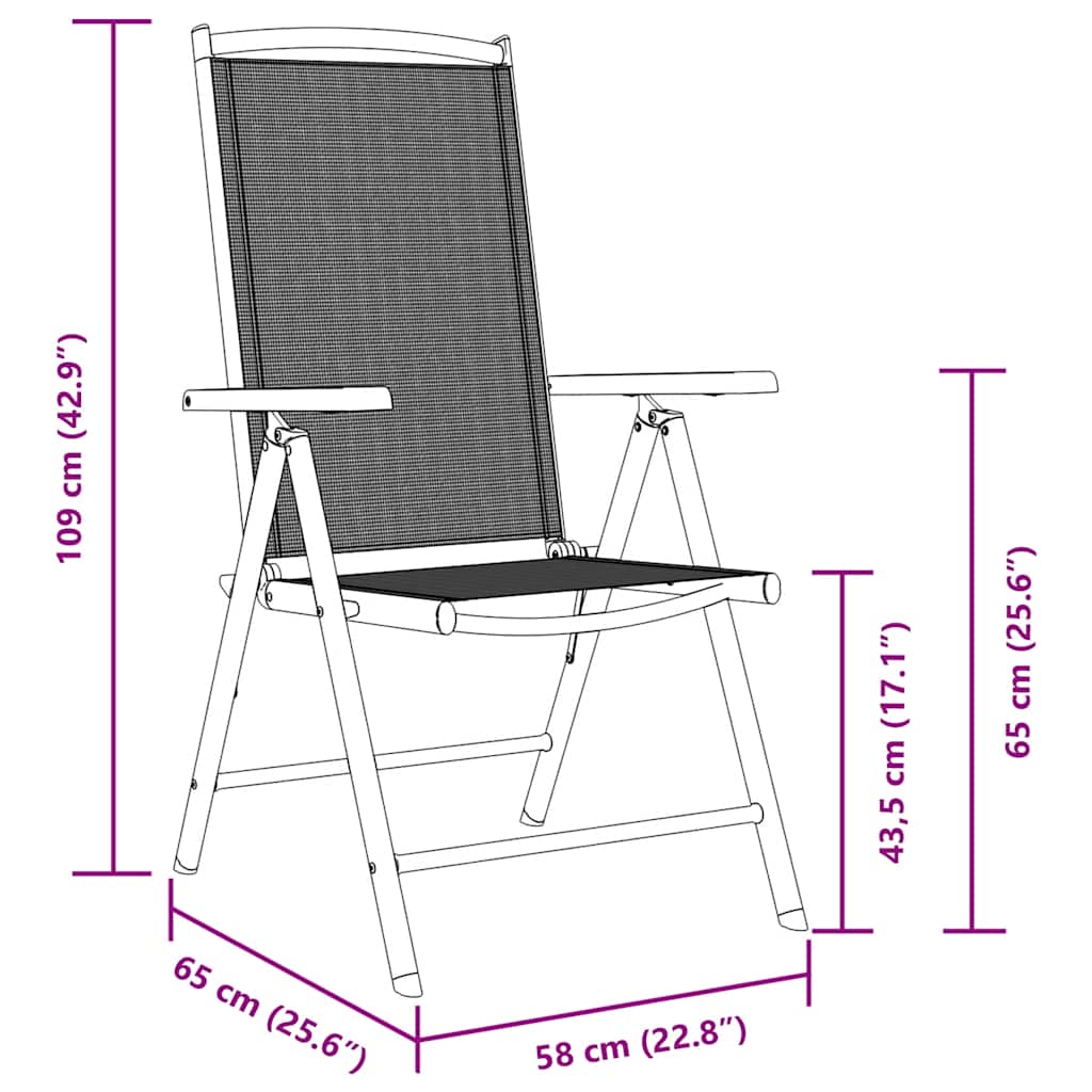 Gartenstühle Klappbar 6 Stk. Textilene Schwarz