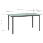 Gartentisch Hellgrau 150x90x74 cm Aluminium und Glas