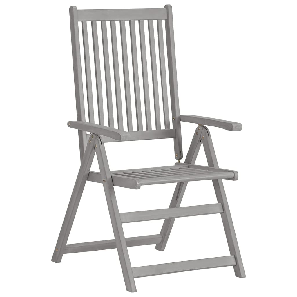 Verstellbare Gartenstühle 3 Stk. Grau Massivholz Akazie