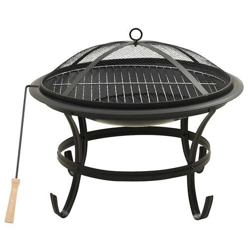 2-in-1 Feuerschale und Grill mit Schürhaken 56x56x49 cm Stahl