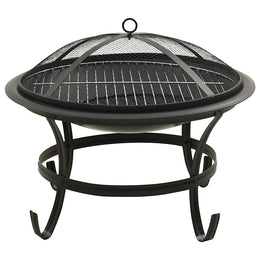 2-in-1 Feuerschale und Grill mit Schürhaken 56x56x49 cm Stahl