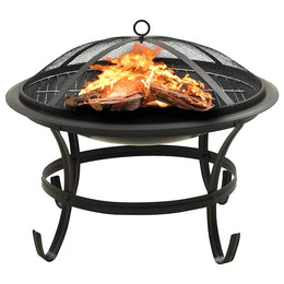 2-in-1 Feuerschale und Grill mit Schürhaken 56x56x49 cm Stahl