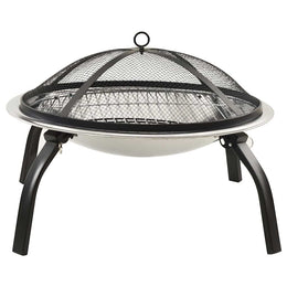 2in1 Feuerschale und Grill mit Schürhaken 56x56x49 cm Edelstahl