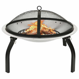 2in1 Feuerschale und Grill mit Schürhaken 56x56x49 cm Edelstahl