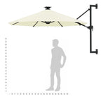 Sonnenschirm zur Wandmontage mit LEDs 300 cm Sandweiß