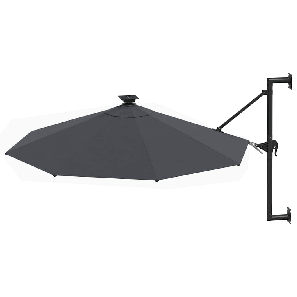 Sonnenschirm zur Wandmontage mit LEDs 300 cm Anthrazit