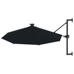 Sonnenschirm zur Wandmontage mit LEDs 300 cm Schwarz