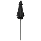 Sonnenschirm mit LED-Beleuchtung Schwarz 200x211 cm Alu